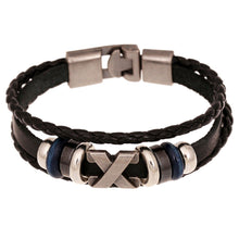Men's Bracelets Bohemian Leather Jewelry Rhinestone Crystal Handmade Metal Beaded Mens Bracelets J4U66