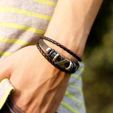 Men's Bracelets Bohemian Leather Jewelry Rhinestone Crystal Handmade Metal Beaded Mens Bracelets J4U66