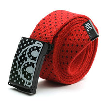 Fashion Mens Canvas Waist Belts Smooth Buckle Polka Dots Waistband Straps Belt J4U66