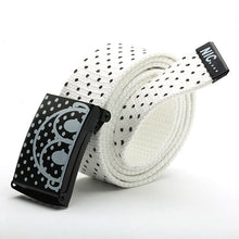 Fashion Mens Canvas Waist Belts Smooth Buckle Polka Dots Waistband Straps Belt J4U66