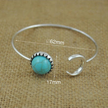 Moon Open Charm Bracelet Good Natural Turquoise Stone Bracelets & Bangle for Women Men Friendship J4U66