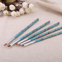 5pcs nail brushes set nail art wood uv gel salon pen flat brush kit J4U66