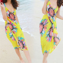 Fashion Women 5 Colors Deep V Wrap Chiffon Swimwear Bikini Cover Up Sarong Beach Dress&  J4U66