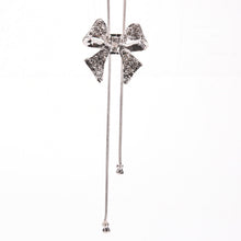 Noble Alloy Rhinestone Bow Necklace Long Sweater Chain Pendant Necklace J4U66
