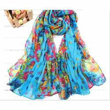 Pastoral Style Scarves Women Soft Silk Blend Floral Print Scarf Wrap Women Pretty Elegant Accessories Scarves J4U66
