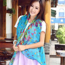Pastoral Style Scarves Women Soft Silk Blend Floral Print Scarf Wrap Women Pretty Elegant Accessories Scarves J4U66