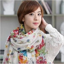 Pastoral Style Scarves Women Soft Silk Blend Floral Print Scarf Wrap Women Pretty Elegant Accessories Scarves J4U66