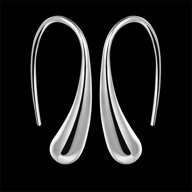 Pretty Silver Plated Dangle Earrings Trendy Simple Jewelry Lovely Water Drop Earring J4U66