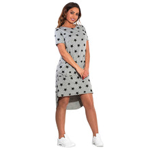 Fashion Print Star Women Dresses bBg Sizes NEW Plus Size Women Clothing Knee-Length Dress Casual Loose Dress J4U66
