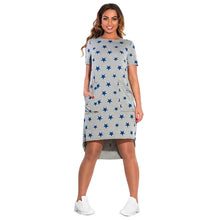 Fashion Print Star Women Dresses bBg Sizes NEW Plus Size Women Clothing Knee-Length Dress Casual Loose Dress J4U66