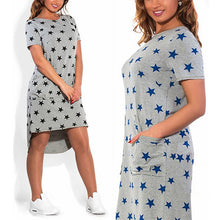 Fashion Print Star Women Dresses bBg Sizes NEW Plus Size Women Clothing Knee-Length Dress Casual Loose Dress J4U66