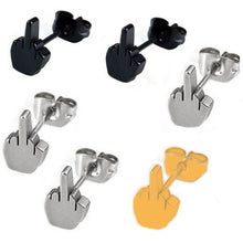 Punk Cool Gold Sliver Black Stainless Steel Women Men Ear Jewelry Studs Earring 2Pcs J4U66