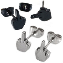 Punk Cool Gold Sliver Black Stainless Steel Women Men Ear Jewelry Studs Earring 2Pcs J4U66