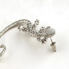 Rhinestone Ear cuff Earrings,luxury Elegant rose gold exaggerated gecko lizards and snake Stud Earrings J4U66
