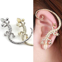 Rhinestone Ear cuff Earrings,luxury Elegant rose gold exaggerated gecko lizards and snake Stud Earrings J4U66