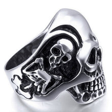 Ring Stainless Steel Rings For Man Big Tripple Skull Ring Punk Biker Jewelry J4U66