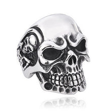 Ring Stainless Steel Rings For Man Big Tripple Skull Ring Punk Biker Jewelry J4U66