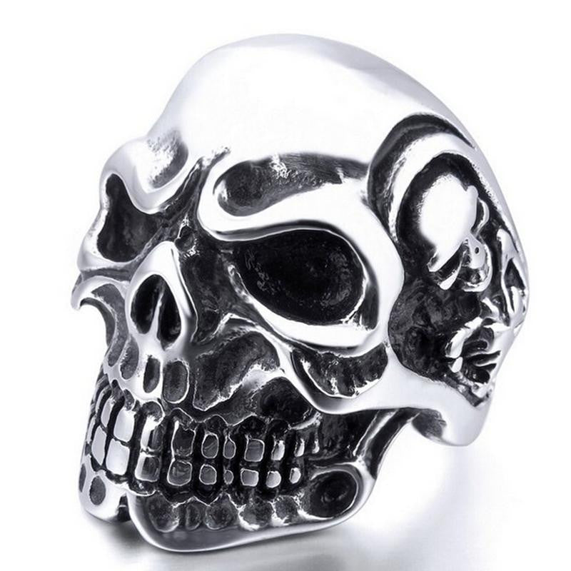 Ring Stainless Steel Rings For Man Big Tripple Skull Ring Punk Biker Jewelry J4U66