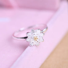romantic lotus flower plant silver sterling silver adjustable ring jewelry accessory for women girls bride wedding party J4U66