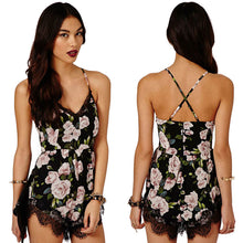 Fashion Rorompers Womens Jumpsuit Floral Lace Chiffon Print Bodycon Bodysuits,Party Playsuit Off Shoulder Romper  J4U66