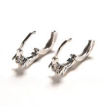 Round Crystal Earrings Silver Plated Zircon Snowflake Ear Stud Earrings For Girls Gifts Women Ladies Jewelry J4U66