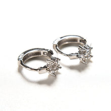 Round Crystal Earrings Silver Plated Zircon Snowflake Ear Stud Earrings For Girls Gifts Women Ladies Jewelry J4U66