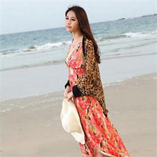 Sexy Chiffon Blouses Women Long Sleeve Notched Leopard Blouses Shirts Women Long Shirts Tops One Size J4U66
