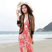 Sexy Chiffon Blouses Women Long Sleeve Notched Leopard Blouses Shirts Women Long Shirts Tops One Size J4U66