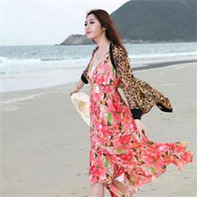 Sexy Chiffon Blouses Women Long Sleeve Notched Leopard Blouses Shirts Women Long Shirts Tops One Size J4U66