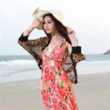 Sexy Chiffon Blouses Women Long Sleeve Notched Leopard Blouses Shirts Women Long Shirts Tops One Size J4U66