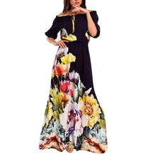 Sexy Dress Off the Shoulder Half Sleeve Floral Print Vestidos Party Dresses J4U66