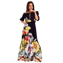 Sexy Dress Off the Shoulder Half Sleeve Floral Print Vestidos Party Dresses J4U66