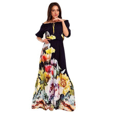 sexy women dress off the shoulder half sleeve floral print vestidos party dresses J4U66