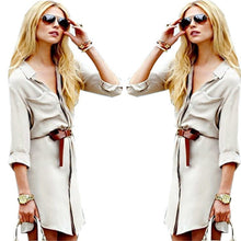 Fashion Sexy Women V-neck Long Sleeve Loose Tops Blouse Short Mini Button Shirt Dresses PY3 J4U66