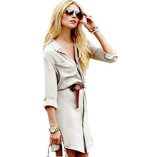 Fashion Sexy Women V-neck Long Sleeve Loose Tops Blouse Short Mini Button Shirt Dresses PY3 J4U66