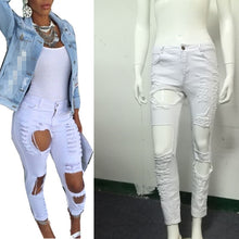 Fashion Sexy Women's Destroyed Distressed Denim Pants Ripped Jeans Skinny Pencil Trouser PL1 J4U66