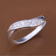 Silver Ring Sterling Silver Women Jewelry Inlaid Stone Twisted Wave Ring  J4U66