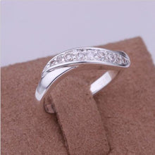 Silver Ring Sterling Silver Women Jewelry Inlaid Stone Twisted Wave Ring  J4U66