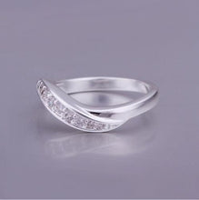 Silver Ring Sterling Silver Women Jewelry Inlaid Stone Twisted Wave Ring  J4U66
