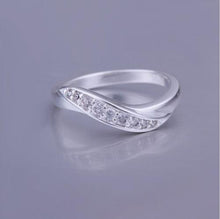 Silver Ring Sterling Silver Women Jewelry Inlaid Stone Twisted Wave Ring  J4U66