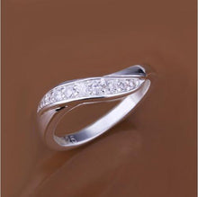 Silver Ring Sterling Silver Women Jewelry Inlaid Stone Twisted Wave Ring  J4U66
