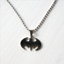 Silver chain Men Necklaces Jewelry Slippy Bat Batman Sign Pendant Stainless Steel Pendant with Chain Necklace J4U66