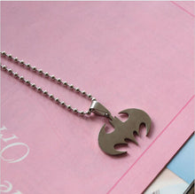 Silver chain Men Necklaces Jewelry Slippy Bat Batman Sign Pendant Stainless Steel Pendant with Chain Necklace J4U66