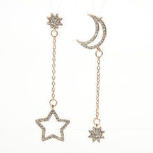 Small Fresh Snowflake Tassel Long Section Earrings For Women Women Stars Moon Asymmetrical Stud Earrings J4U66