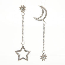 Small Fresh Snowflake Tassel Long Section Earrings For Women Women Stars Moon Asymmetrical Stud Earrings J4U66