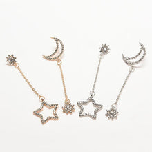Small Fresh Snowflake Tassel Long Section Earrings For Women Women Stars Moon Asymmetrical Stud Earrings J4U66