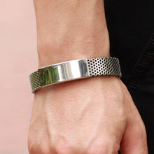 Fashion Stainless Steel Silver and Black Leather Cuff Bangle Bracelet Men Wristband Gift J4U66