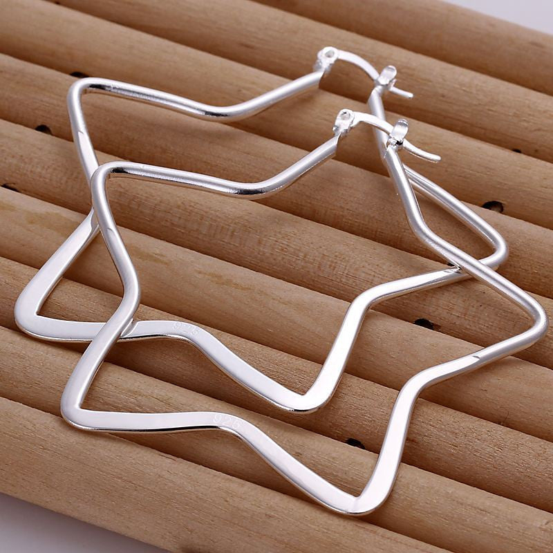 star hoop earings silver plated jewelry earrings for women silver plated earrings smte151 J4U66