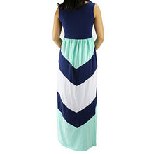 Fashion Style Family Matching Outfits Mother And Daughter Sleeveless Striped Patchwork Long Dress LE4 J4U66