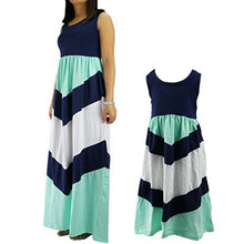 Fashion Style Family Matching Outfits Mother And Daughter Sleeveless Striped Patchwork Long Dress LE4 J4U66